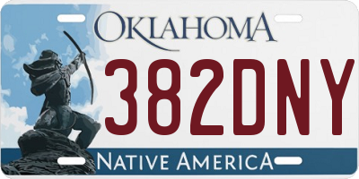 OK license plate 382DNY