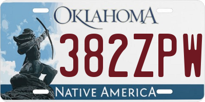 OK license plate 382ZPW