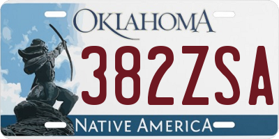OK license plate 382ZSA