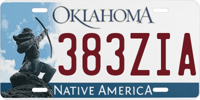 OK license plate 383ZIA