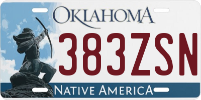 OK license plate 383ZSN