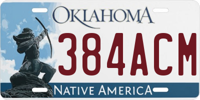 OK license plate 384ACM
