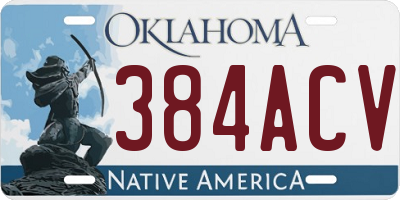 OK license plate 384ACV