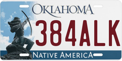 OK license plate 384ALK