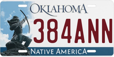 OK license plate 384ANN