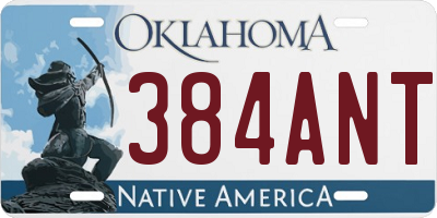 OK license plate 384ANT