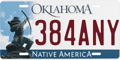OK license plate 384ANY