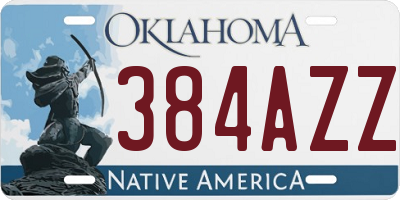 OK license plate 384AZZ