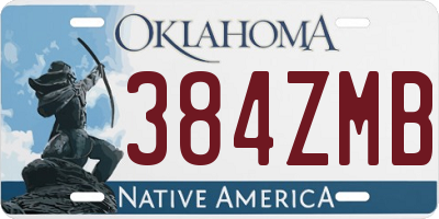 OK license plate 384ZMB