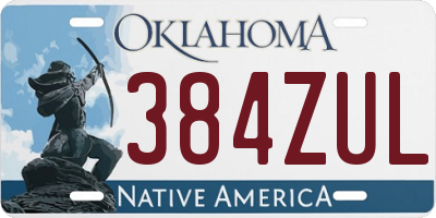 OK license plate 384ZUL