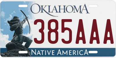 OK license plate 385AAA