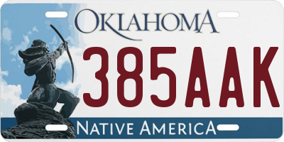 OK license plate 385AAK