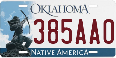 OK license plate 385AAO