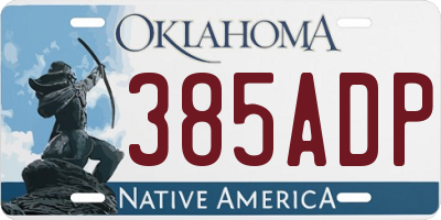 OK license plate 385ADP
