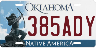 OK license plate 385ADY