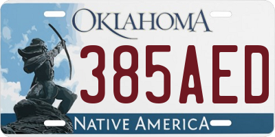 OK license plate 385AED