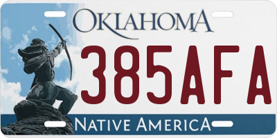 OK license plate 385AFA