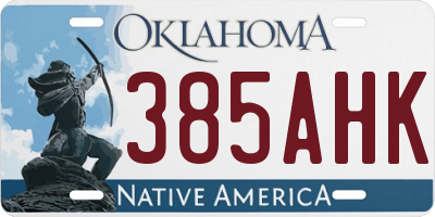 OK license plate 385AHK