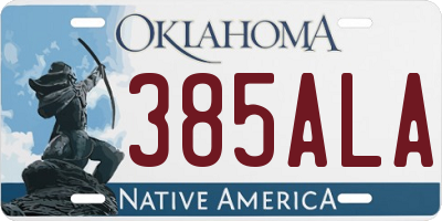 OK license plate 385ALA