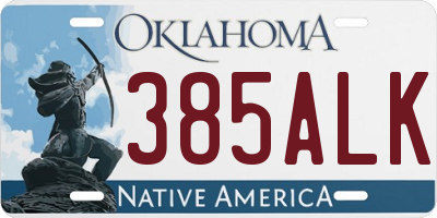 OK license plate 385ALK