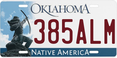 OK license plate 385ALM