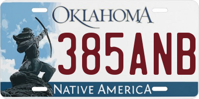 OK license plate 385ANB