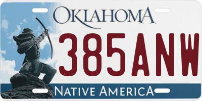 OK license plate 385ANW