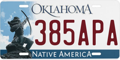 OK license plate 385APA