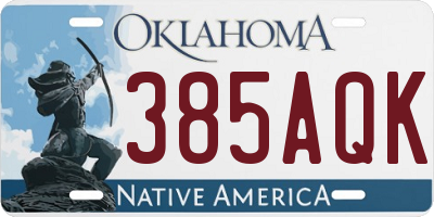 OK license plate 385AQK