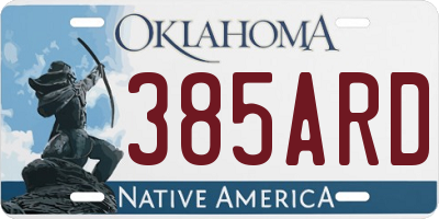 OK license plate 385ARD