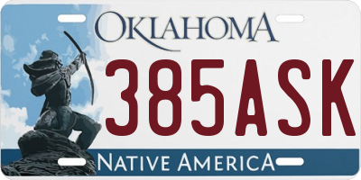 OK license plate 385ASK