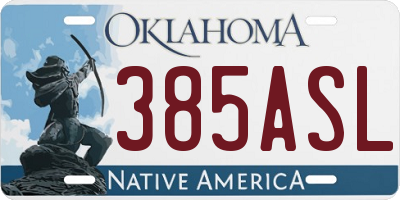 OK license plate 385ASL