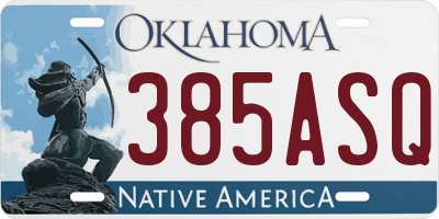 OK license plate 385ASQ