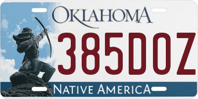 OK license plate 385DOZ