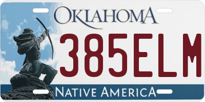 OK license plate 385ELM