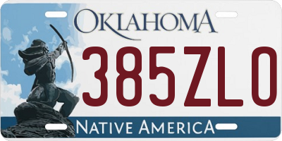 OK license plate 385ZLO