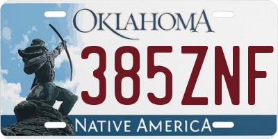OK license plate 385ZNF