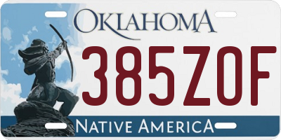 OK license plate 385ZOF