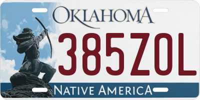 OK license plate 385ZOL