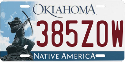 OK license plate 385ZOW
