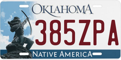 OK license plate 385ZPA
