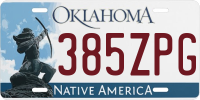 OK license plate 385ZPG