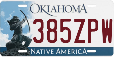 OK license plate 385ZPW
