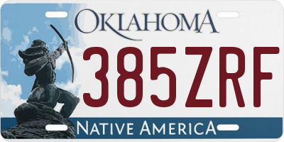 OK license plate 385ZRF