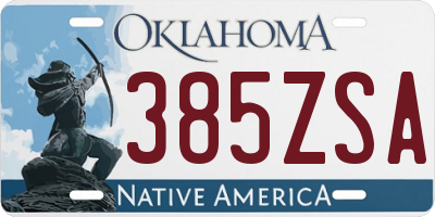 OK license plate 385ZSA