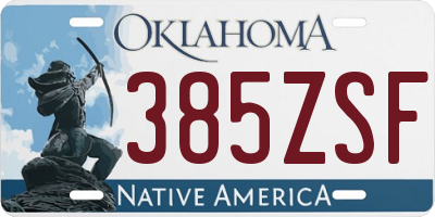 OK license plate 385ZSF