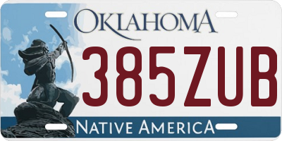 OK license plate 385ZUB