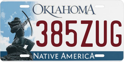 OK license plate 385ZUG