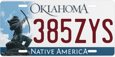 OK license plate 385ZYS