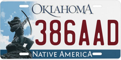 OK license plate 386AAD
